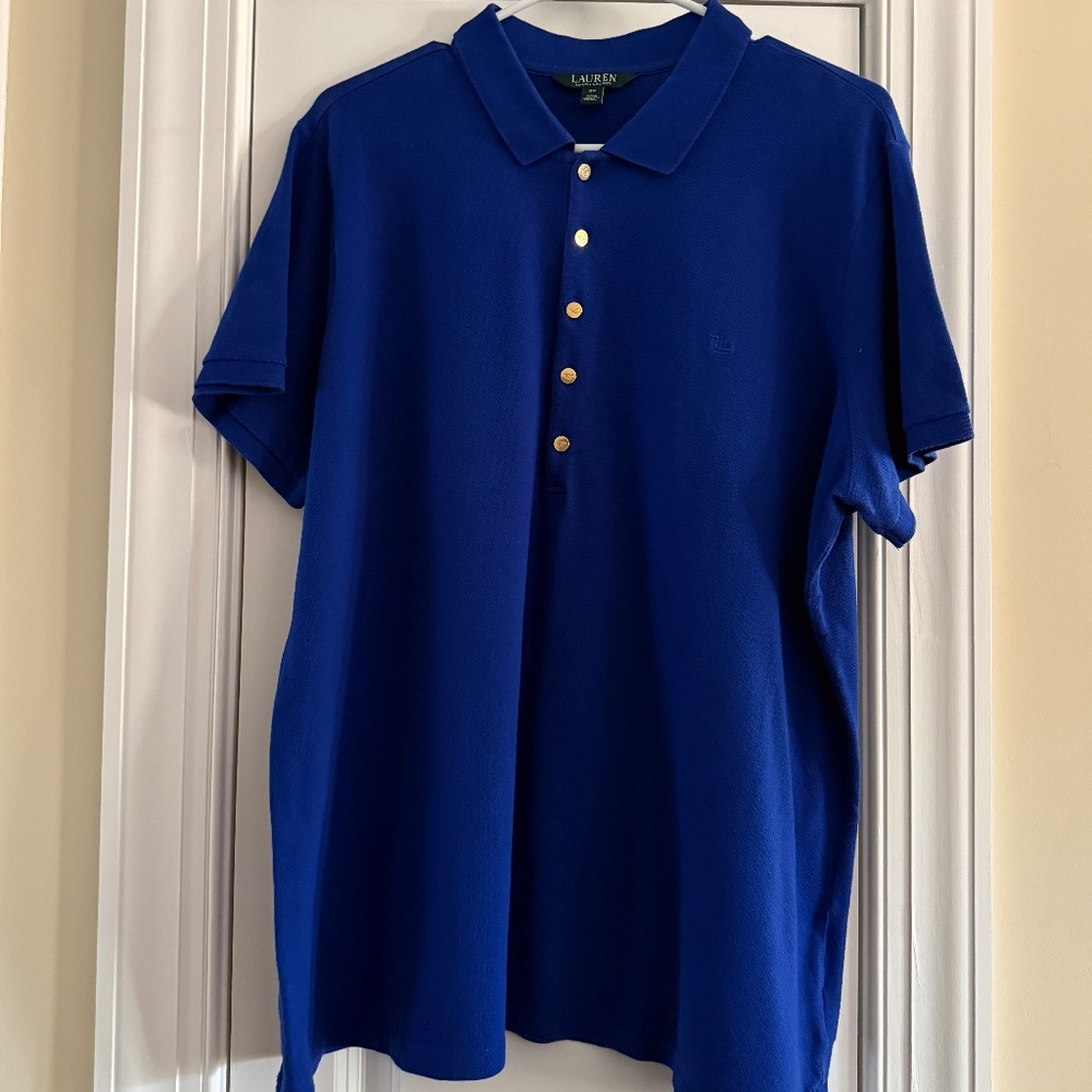 Lauren Ralph Lauren women's royal blue pique polo shirt size 3X